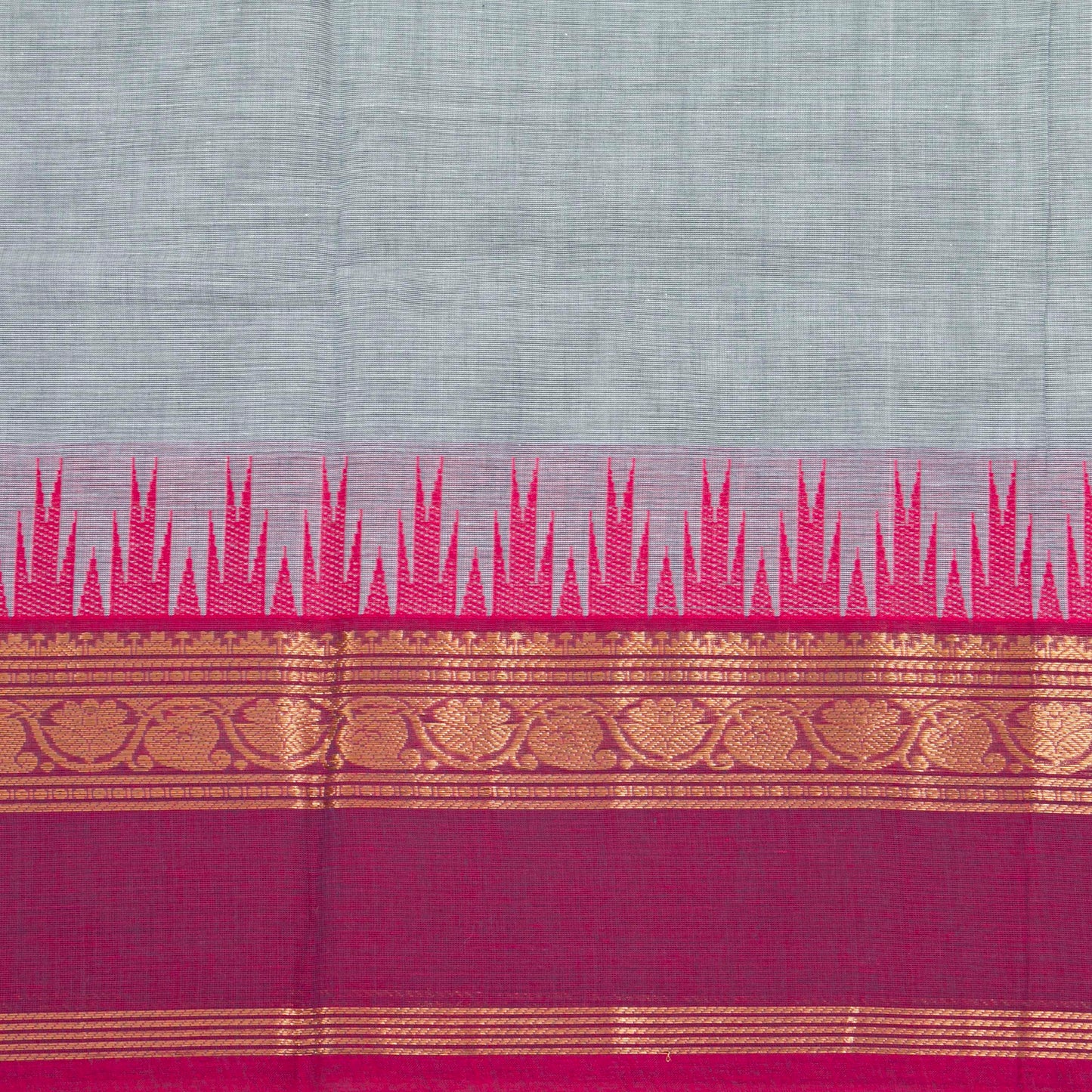Grey And Pink Kanchi Cotton Saree For Festive Wear PV MM KC 894 - Cotton Saree - Panjavarnam PV MM KC 894