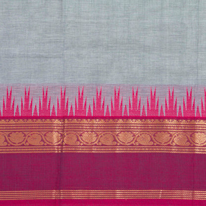 Grey And Pink Kanchi Cotton Saree For Festive Wear PV MM KC 894 - Cotton Saree - Panjavarnam PV MM KC 894