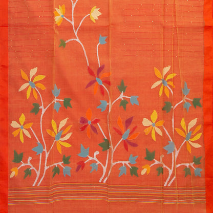 Orange Tissue Sequins Dhakai Jamdhani Mulmul Silk Saree For Party Wear PV MJ 123
