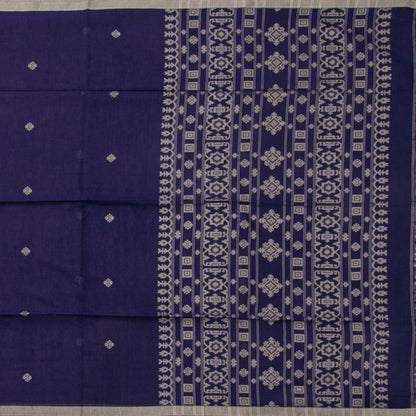 Dark Blue Dhakai Jamdhani Mulmul Silk Saree For Office Wear PV MJ 113