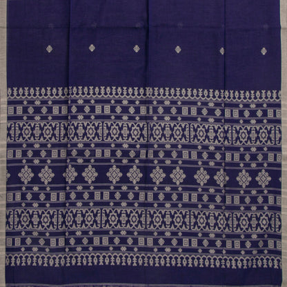 Dark Blue Dhakai Jamdhani Mulmul Silk Saree For Office Wear PV MJ 113