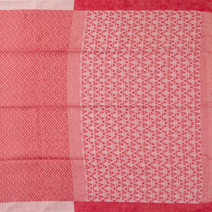 Red And Off White Dhakai Jamdhani Mulmul Silk Saree With Chevron Design For Office Wear PV MJ 114