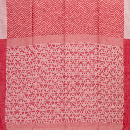 Red And Off White Dhakai Jamdhani Mulmul Silk Saree With Chevron Design For Office Wear PV MJ 114