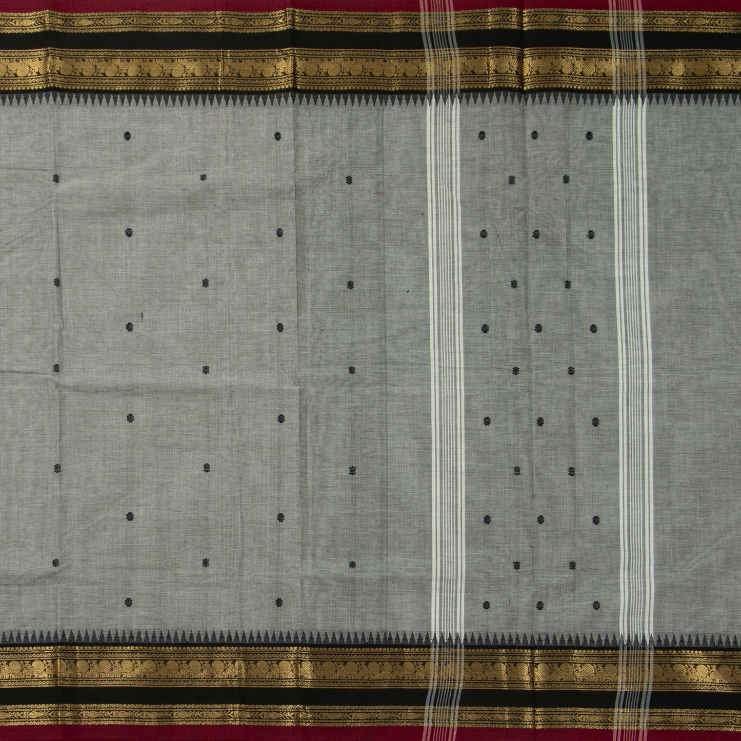 Grey And Black Kanchi Cotton Saree For Festive Wear PV MM KC 903 - Cotton Saree - Panjavarnam PV MM KC 903