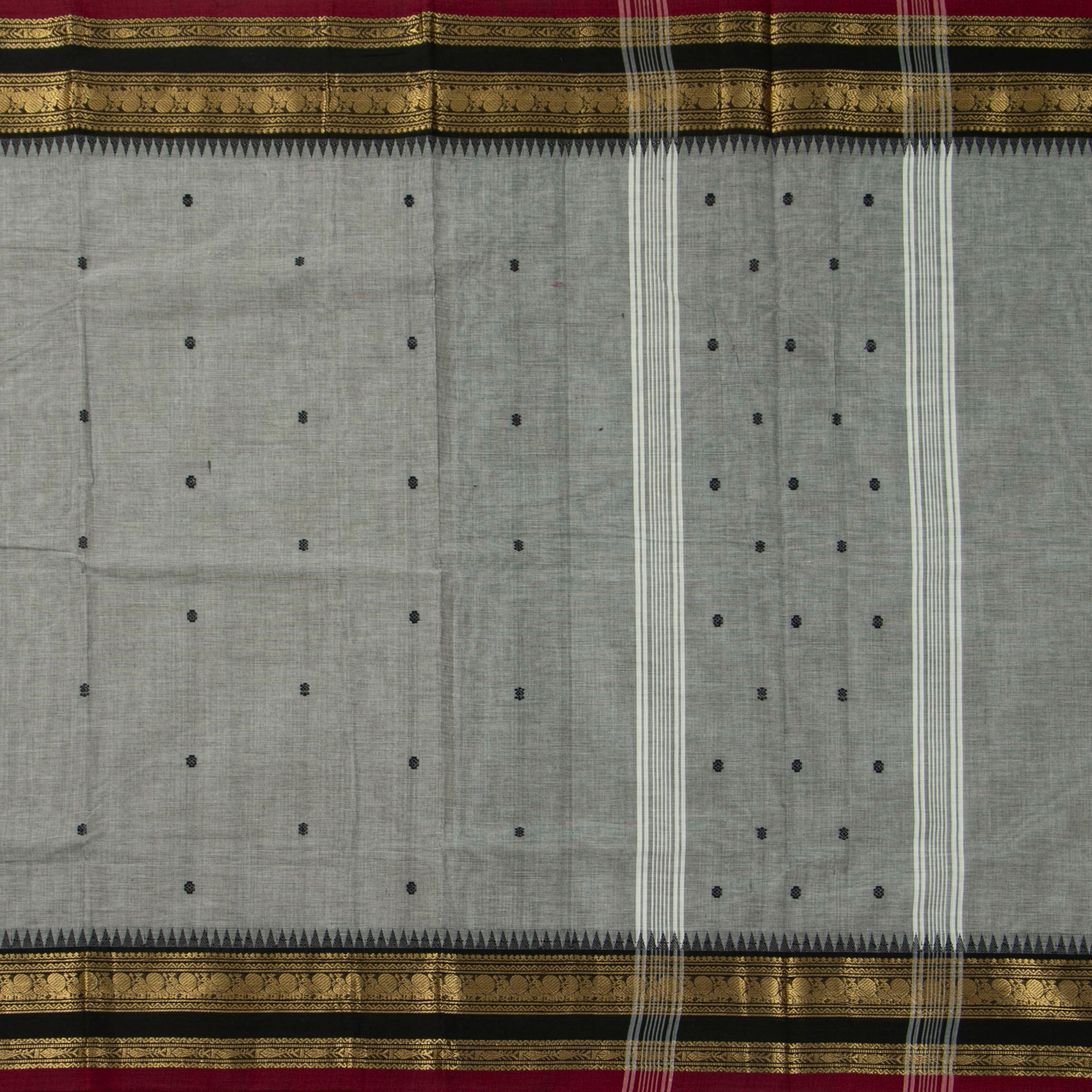 Grey And Black Kanchi Cotton Saree For Festive Wear PV MM KC 903 - Cotton Saree - Panjavarnam PV MM KC 903