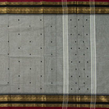 Grey And Black Kanchi Cotton Saree For Festive Wear PV MM KC 903 - Cotton Saree - Panjavarnam PV MM KC 903