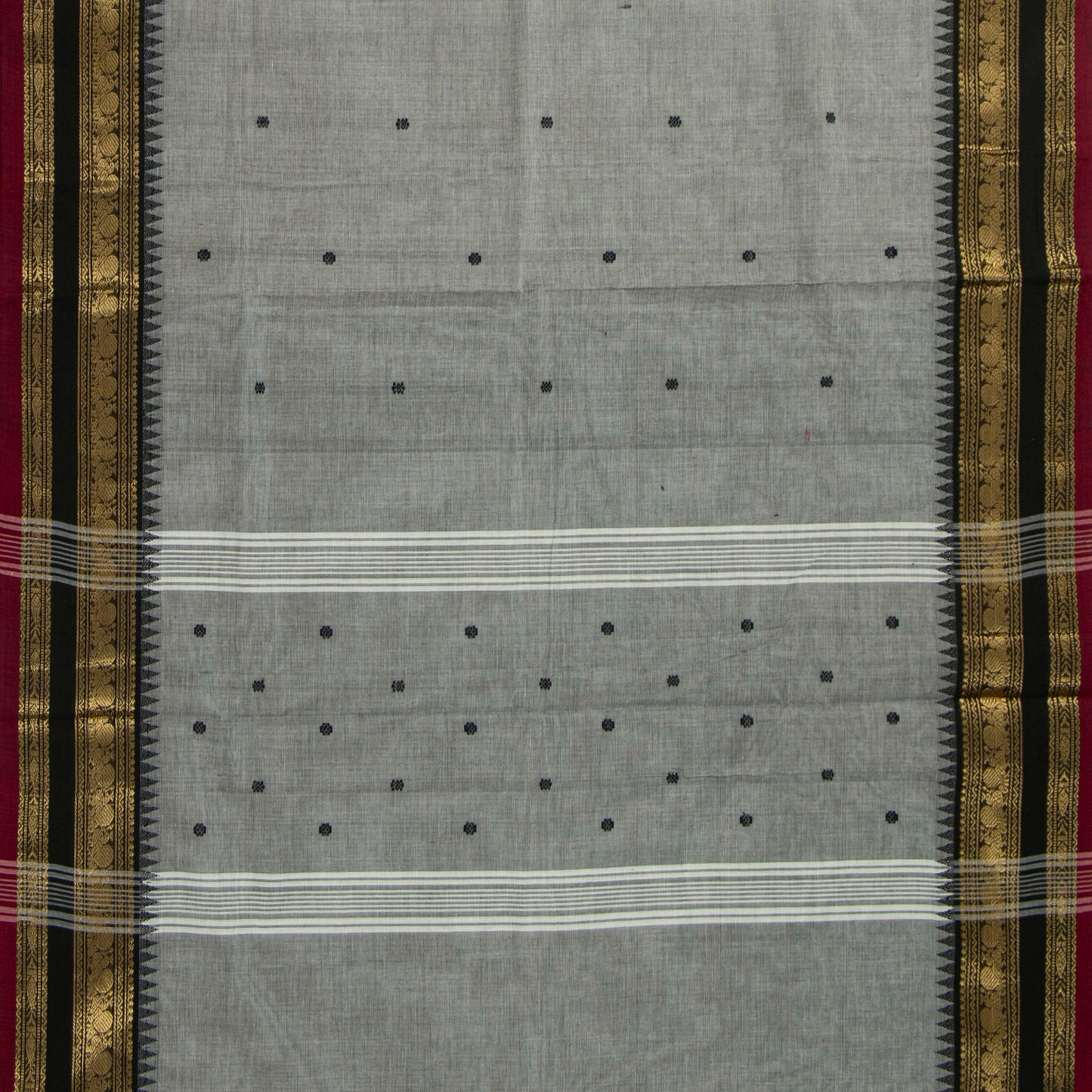 Grey And Black Kanchi Cotton Saree For Festive Wear PV MM KC 903 - Cotton Saree - Panjavarnam PV MM KC 903