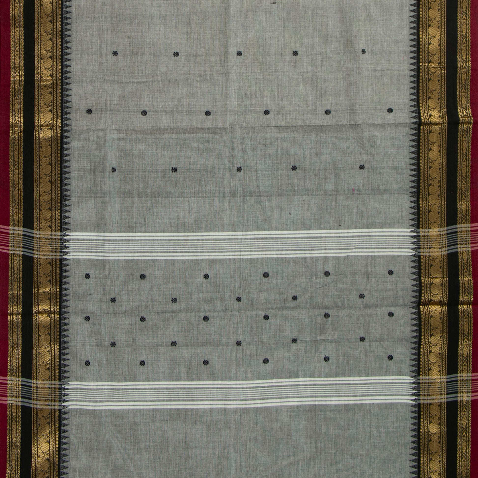 Grey And Black Kanchi Cotton Saree For Festive Wear PV MM KC 903 - Cotton Saree - Panjavarnam PV MM KC 903