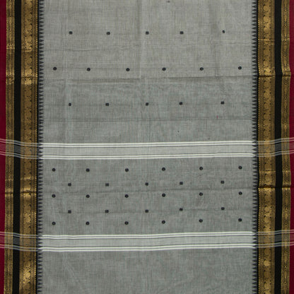 Grey And Black Kanchi Cotton Saree For Festive Wear PV MM KC 903 - Cotton Saree - Panjavarnam PV MM KC 903