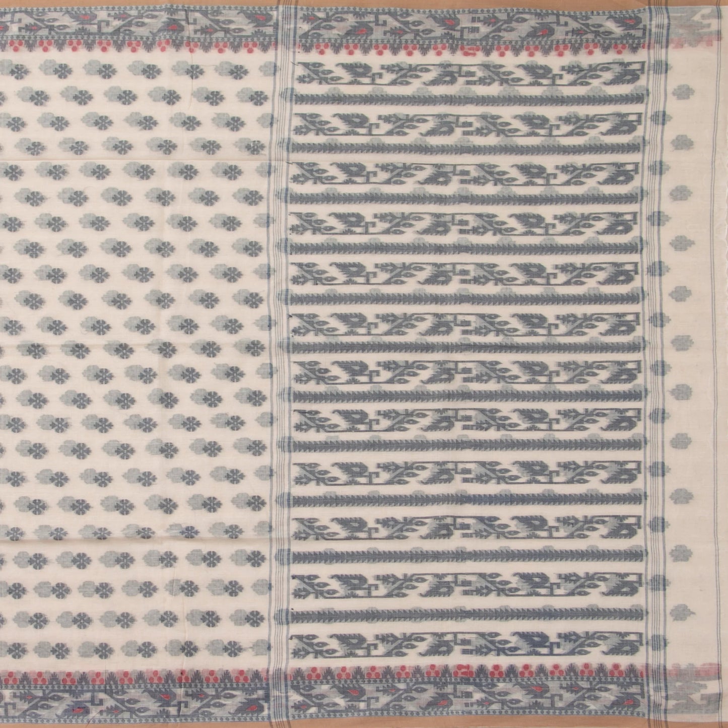 Off White Dhakai Jamdhani Mulmul Silk Saree For Office Wear PV MJ 112