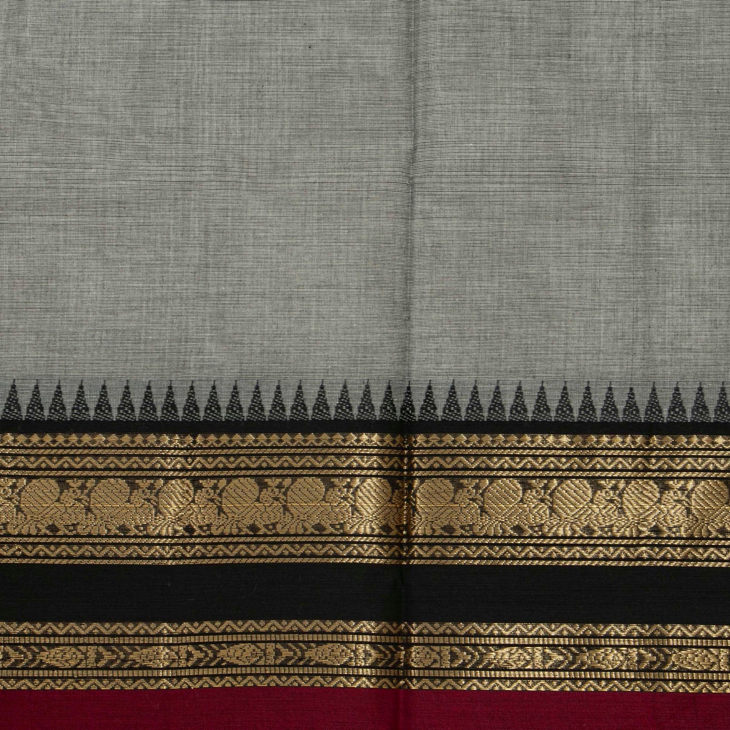 Grey And Black Kanchi Cotton Saree For Festive Wear PV MM KC 903 - Cotton Saree - Panjavarnam PV MM KC 903