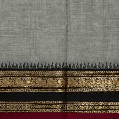 Grey And Black Kanchi Cotton Saree For Festive Wear PV MM KC 903 - Cotton Saree - Panjavarnam PV MM KC 903