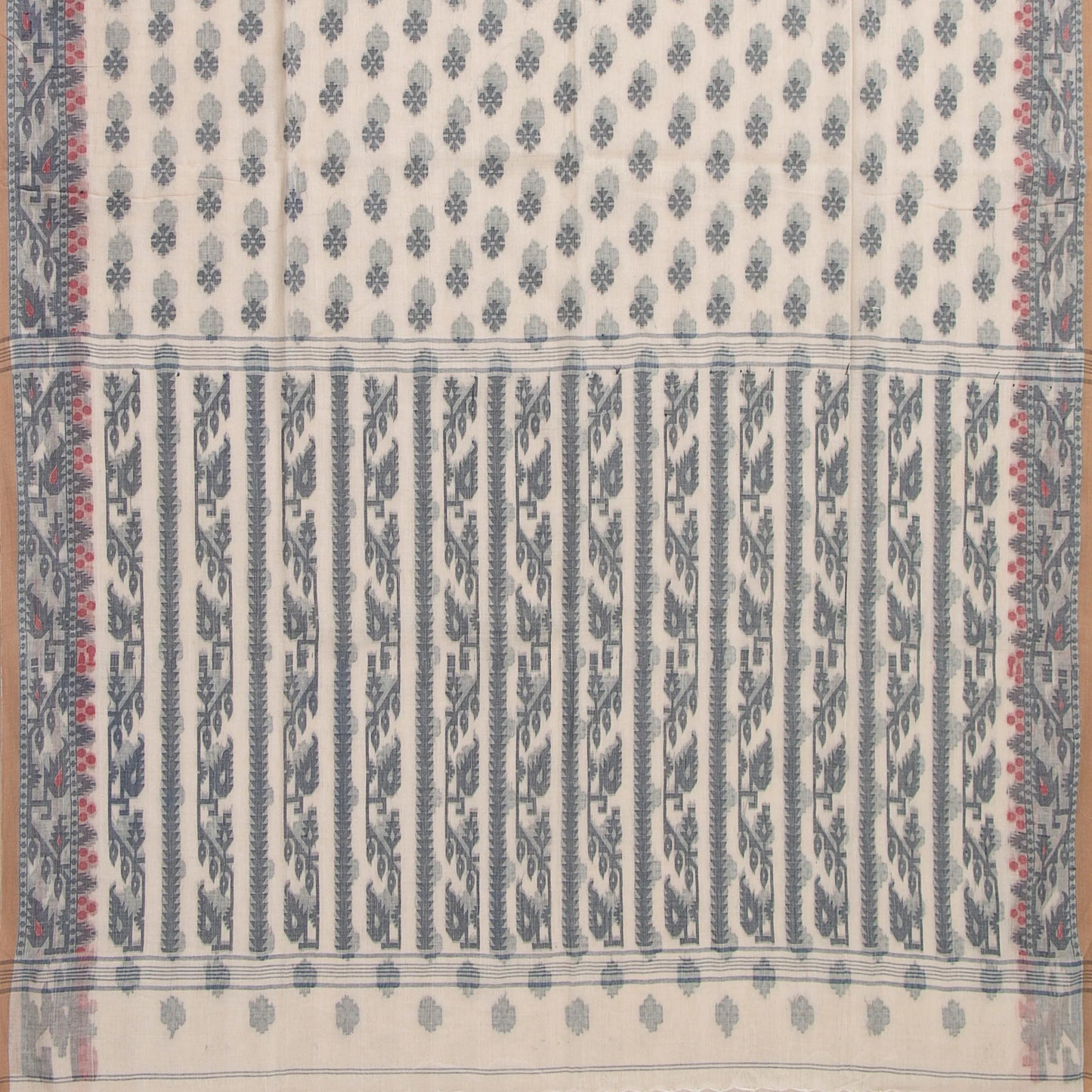 Off White Dhakai Jamdhani Mulmul Silk Saree For Office Wear PV MJ 112