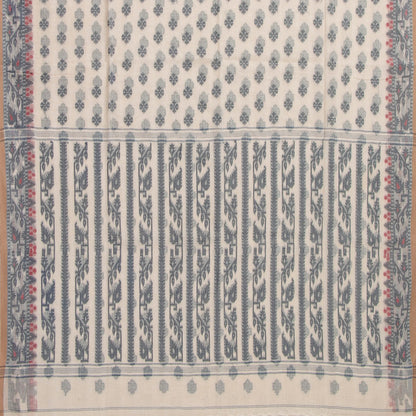 Off White Dhakai Jamdhani Mulmul Silk Saree For Office Wear PV MJ 112
