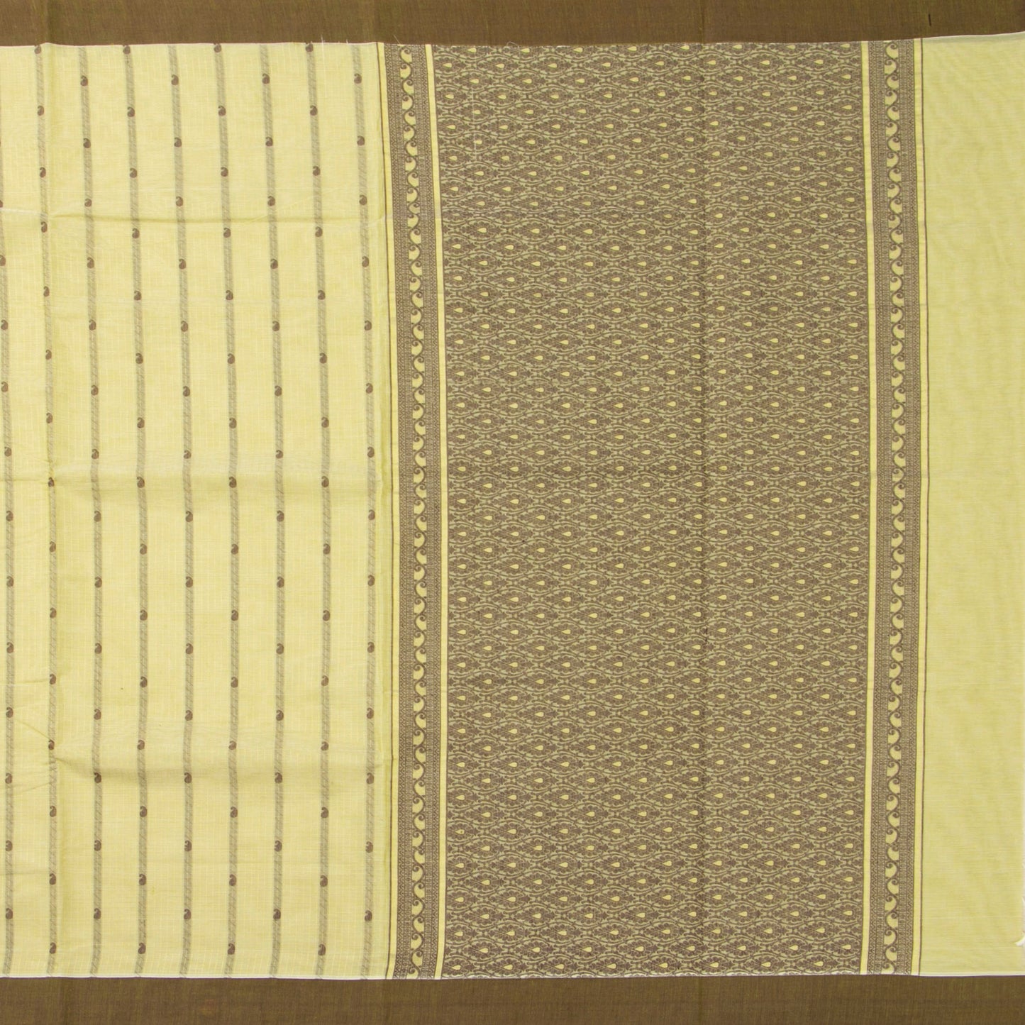 Pastel Yellow Fancy Cotton Saree For Festive Wear PV MM FC 1000 - Cotton Saree - Panjavarnam PV MM FC 1000