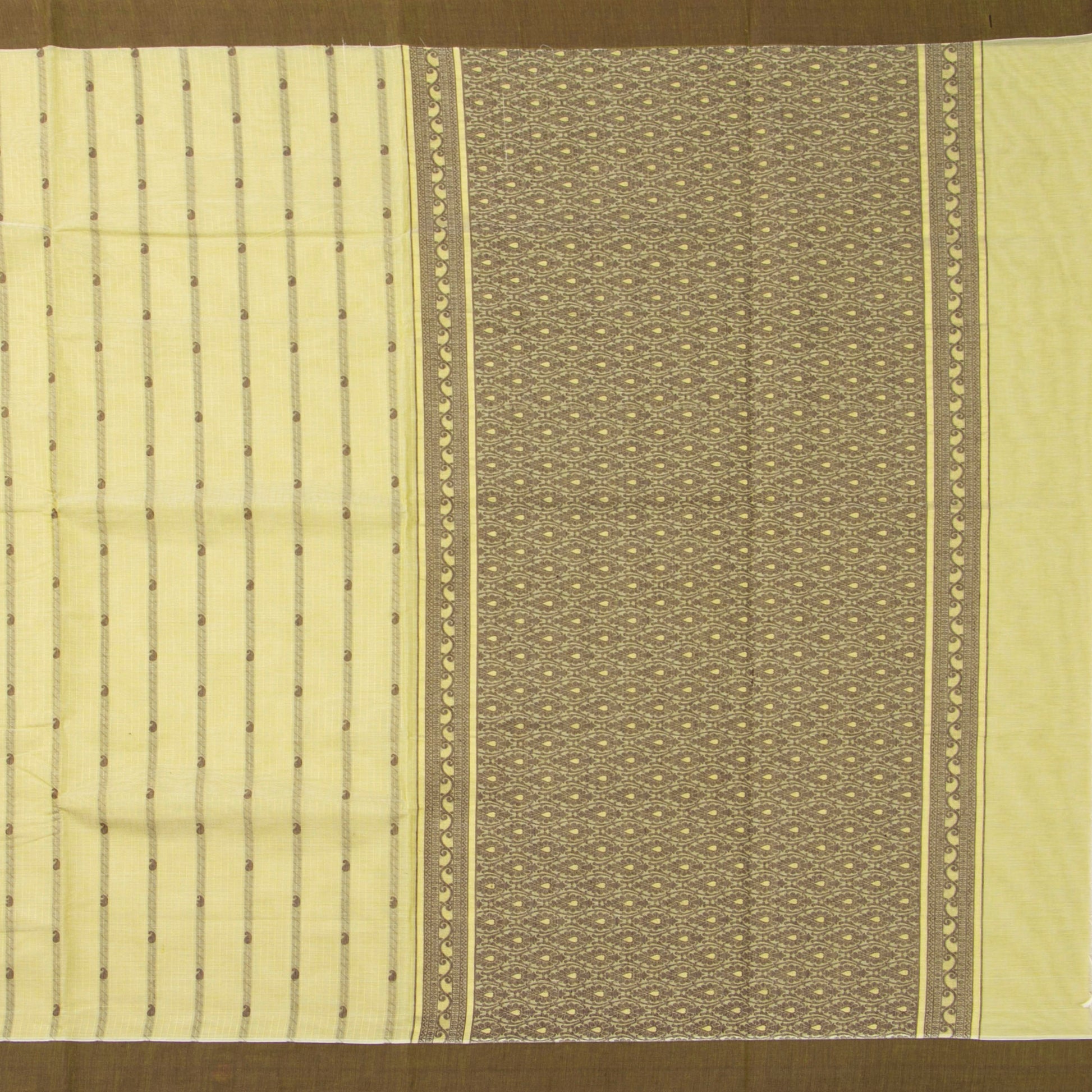 Pastel Yellow Fancy Cotton Saree For Festive Wear PV MM FC 1000 - Cotton Saree - Panjavarnam PV MM FC 1000