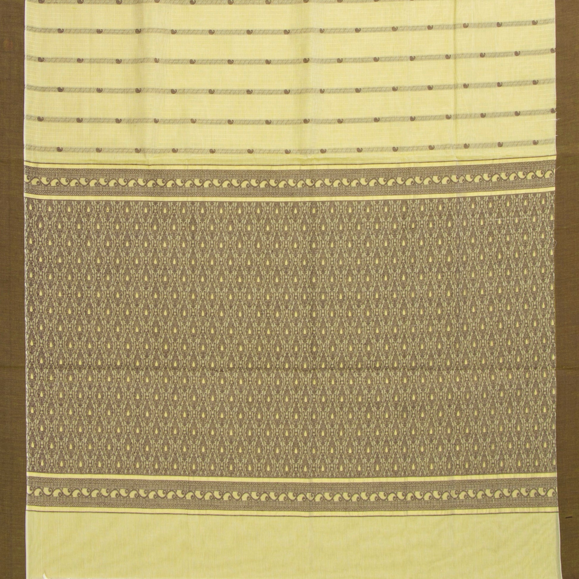 Pastel Yellow Fancy Cotton Saree For Festive Wear PV MM FC 1000 - Cotton Saree - Panjavarnam PV MM FC 1000