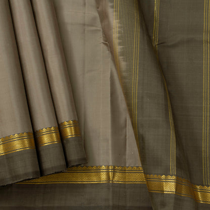 Grey Kanchipuram Silk Saree Ganga Jamuna Border For Festive Wear PV KNN 261