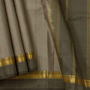 Grey Kanchipuram Silk Saree Ganga Jamuna Border For Festive Wear PV KNN 261