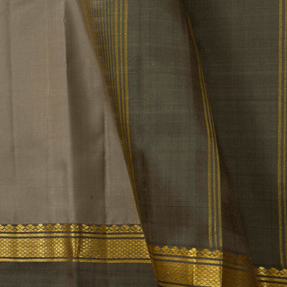 Grey Kanchipuram Silk Saree Ganga Jamuna Border For Festive Wear PV KNN 261