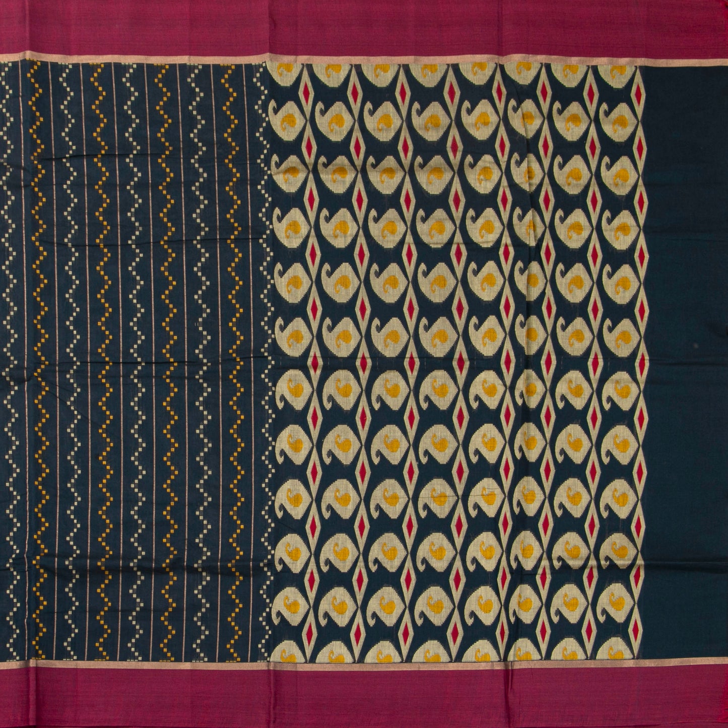 Black And Magenta Fancy Cotton Saree For Festive Wear PV MM FC 995