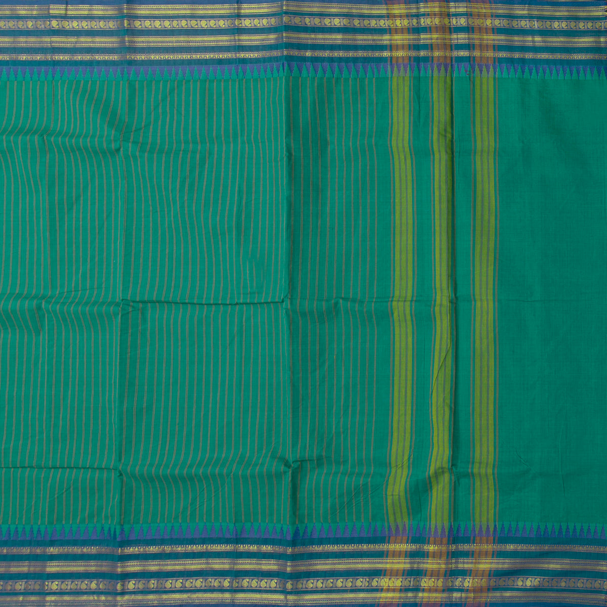 Teal And Blue Kanchi Cotton Saree For Festive Wear PV MM KC 743