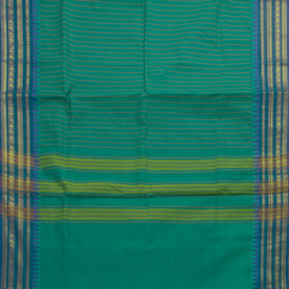 Teal And Blue Kanchi Cotton Saree For Festive Wear PV MM KC 743