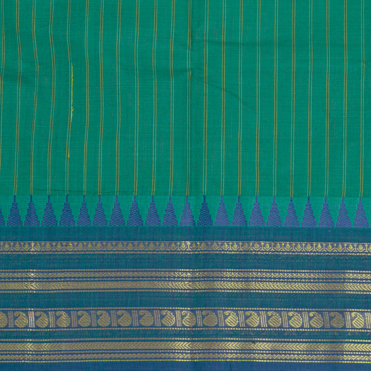 Teal And Blue Kanchi Cotton Saree For Festive Wear PV MM KC 743