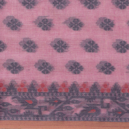 Pastel Pink Dhakai Jamdhani Mulmul Silk Saree For Office Wear PV MJ 111