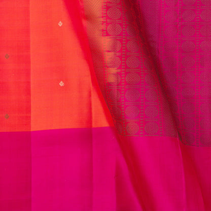 Orange And Pink Kanchipuram Silk Saree Ganga Jamuna Border For Festive Wear PV KNN 300