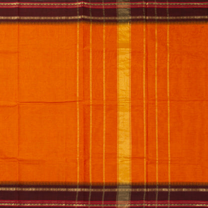 Orange And Brown Kanchi Cotton Saree For Festive Wear PV MM KC 679