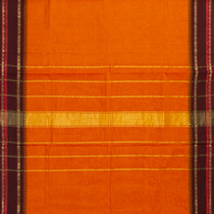 Orange And Brown Kanchi Cotton Saree For Festive Wear PV MM KC 679