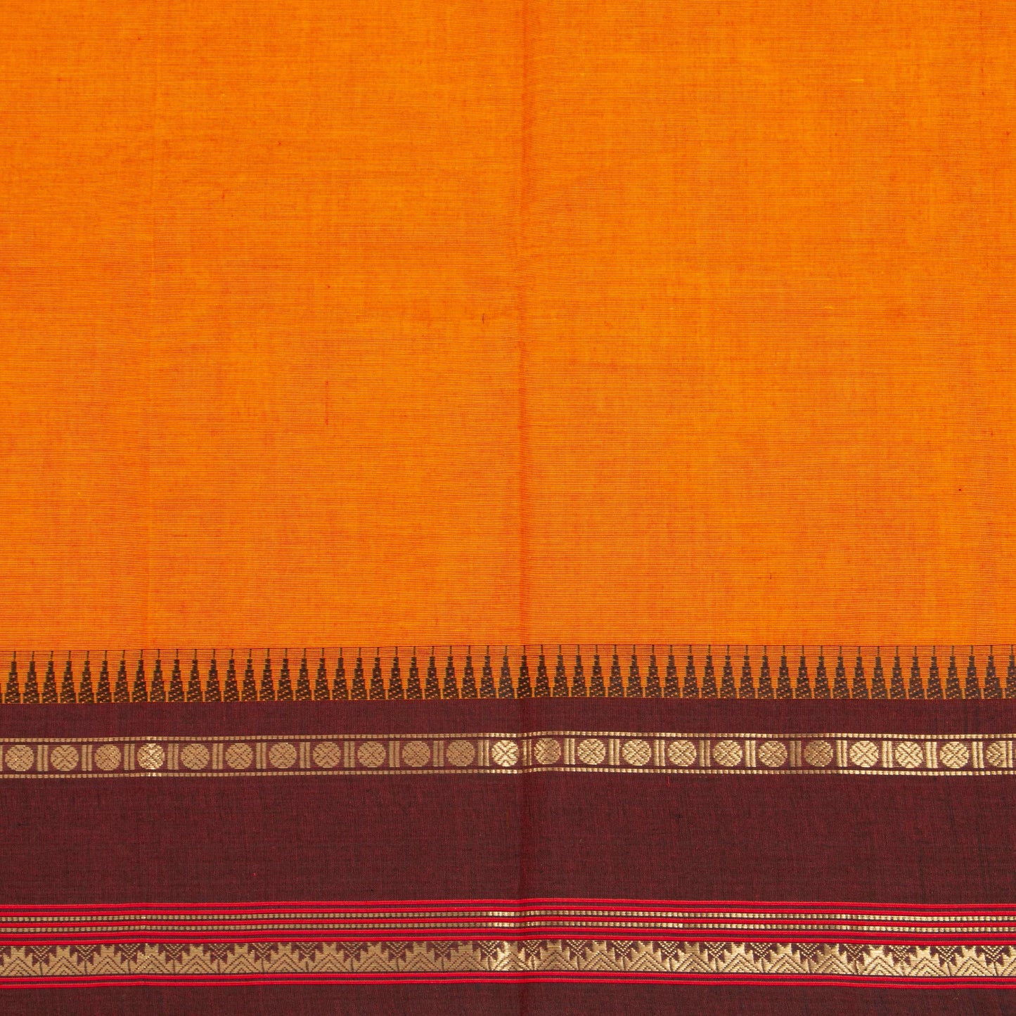 Orange And Brown Kanchi Cotton Saree For Festive Wear PV MM KC 679