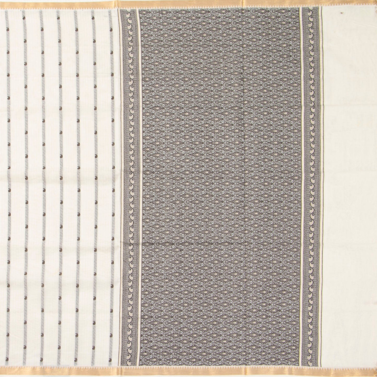 White Fancy Cotton Saree For Festive Wear PV MM FC 999 - Cotton Saree - Panjavarnam PV MM FC 999