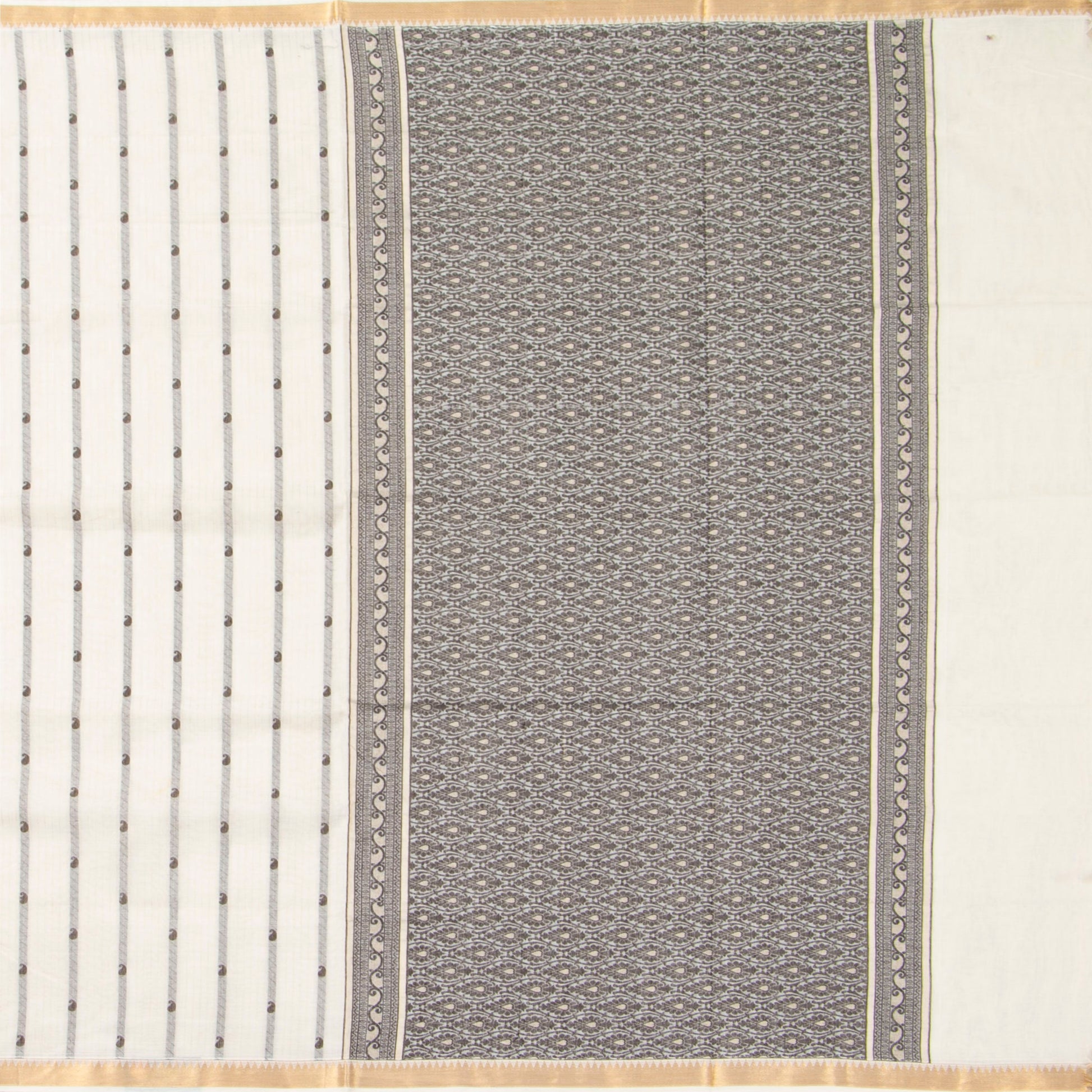 White Fancy Cotton Saree For Festive Wear PV MM FC 999 - Cotton Saree - Panjavarnam PV MM FC 999