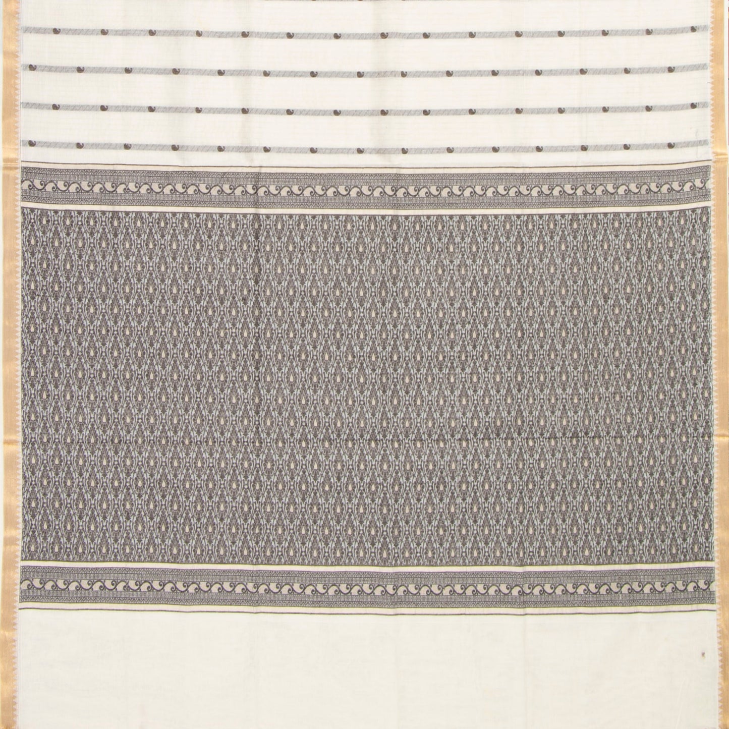 White Fancy Cotton Saree For Festive Wear PV MM FC 999 - Cotton Saree - Panjavarnam PV MM FC 999