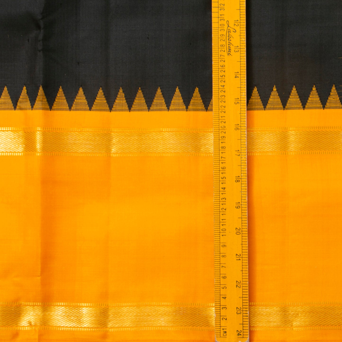 Black Kanchipuram Silk Saree With Ganga Jamuna Temple Korvai Border For Festive Wear PV KNN 317