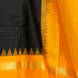 Black Kanchipuram Silk Saree With Ganga Jamuna Temple Korvai Border For Festive Wear PV KNN 317