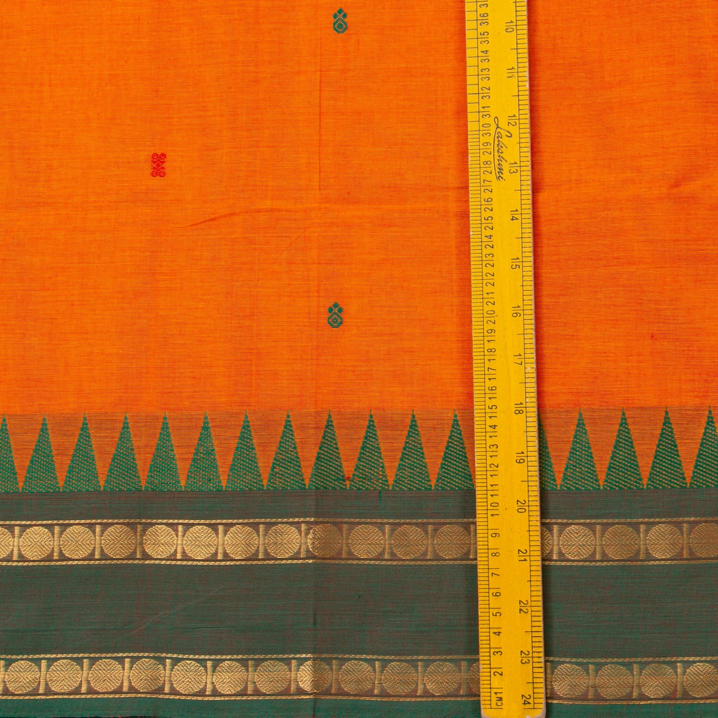 Orange And Green Kanchi Cotton Saree Ganga Jamuna Border For Festive Wear PV MM KC 776