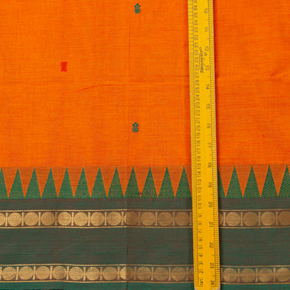 Orange And Green Kanchi Cotton Saree Ganga Jamuna Border For Festive Wear PV MM KC 776