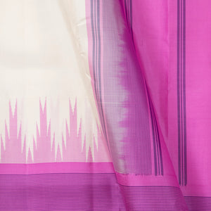 Off White And Lotus Pink Kanchipuram Silk Saree Without Zari For Office Wear PV KNN 311