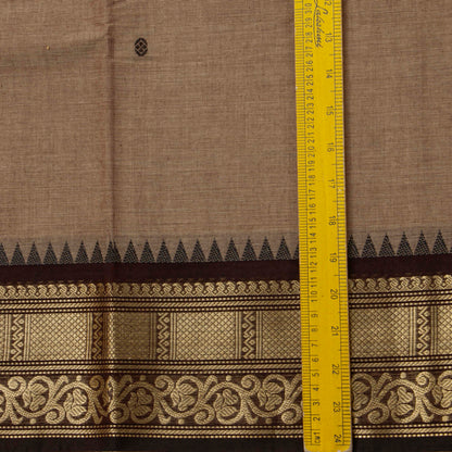 Fawn And Brown Kanchi Cotton Saree For Festive Wear PV MM KC 765