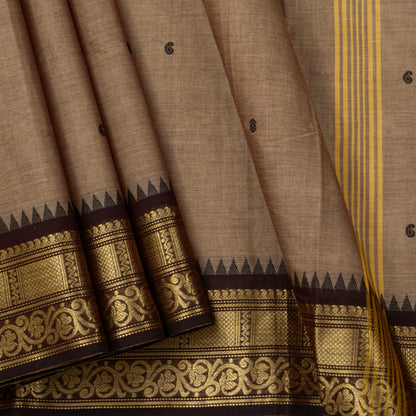 Fawn And Brown Kanchi Cotton Saree For Festive Wear PV MM KC 765