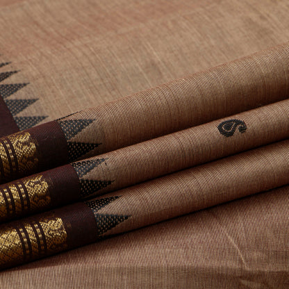 Fawn And Brown Kanchi Cotton Saree For Festive Wear PV MM KC 765