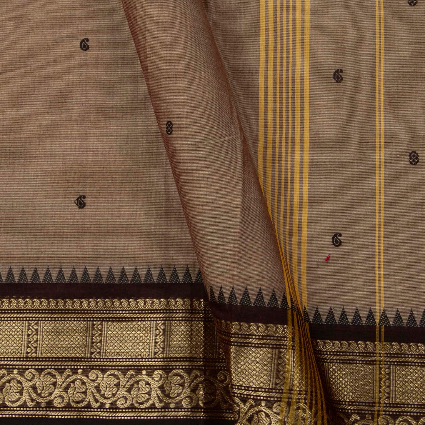 Fawn And Brown Kanchi Cotton Saree For Festive Wear PV MM KC 765