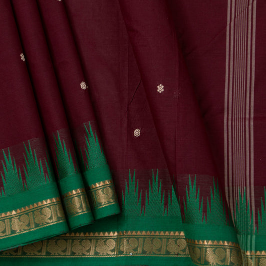 Maroon Kanchi Cotton Saree Ganga Jamuna Border For Festive Wear PV MM KC 854