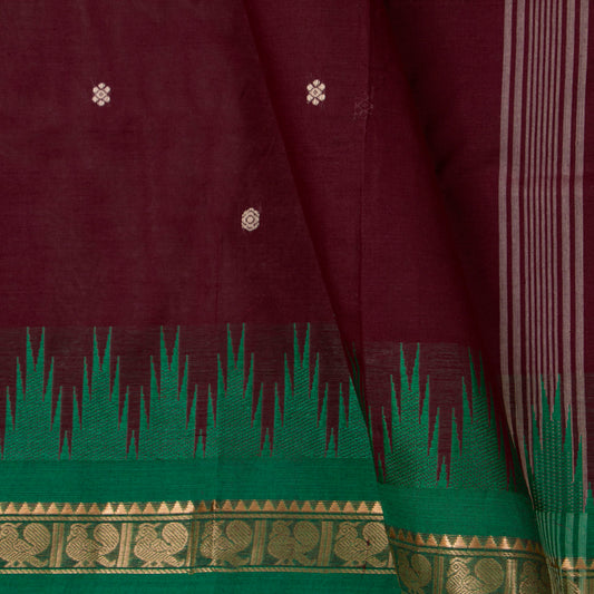 Maroon Kanchi Cotton Saree Ganga Jamuna Border For Festive Wear PV MM KC 854