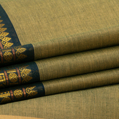 Fawn And Blue Kanchi Cotton Saree For Festive Wear PV MM KC 840
