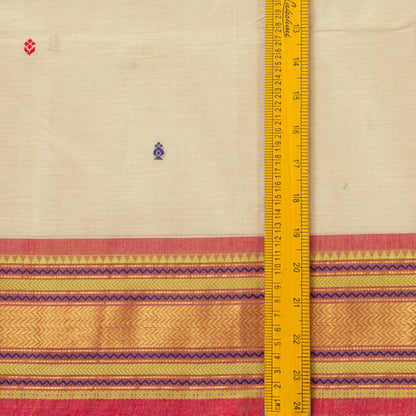 Off White And Pink Kanchi Cotton Saree For Festive Wear PV MM KC 810
