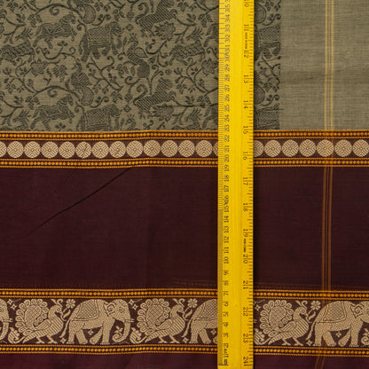 Grey And Maroon Vanasingaram Kanchi Cotton Saree For Festive Wear PV MM KC 659